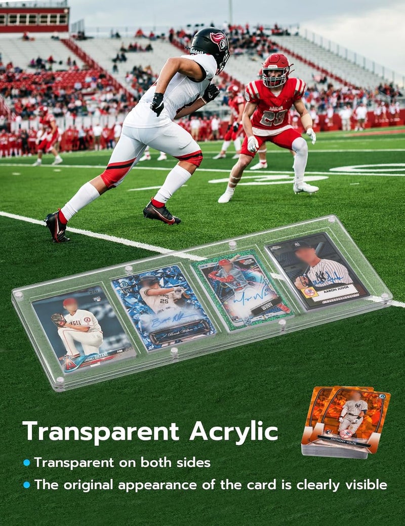 Wigearss 4 Slots 35-75PT Universal Magnetic Acrylic Game Card Case, Baseball Card Holder, Hard Acrylic Card Cases, Card Protector, Fit for Standard Card - Image 4